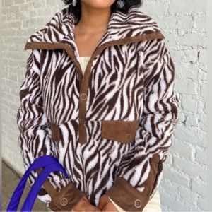 House of Sunny Brown and White Zebra Jacket